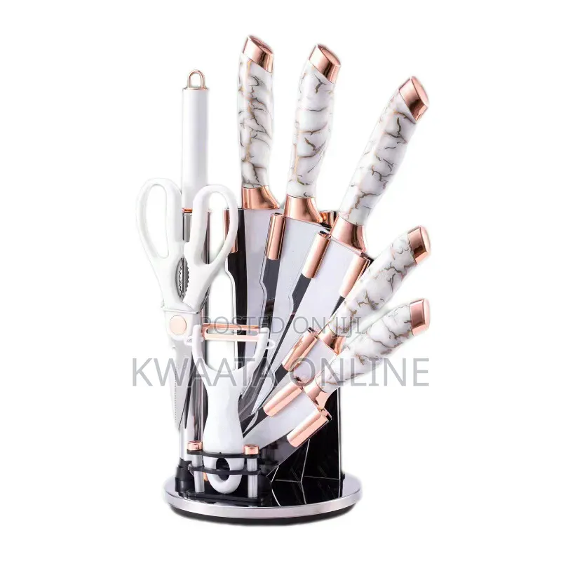 9-PC Kitchen Knife Set, Ultra Sharp Non-Stick Set With Acrylic Stand
