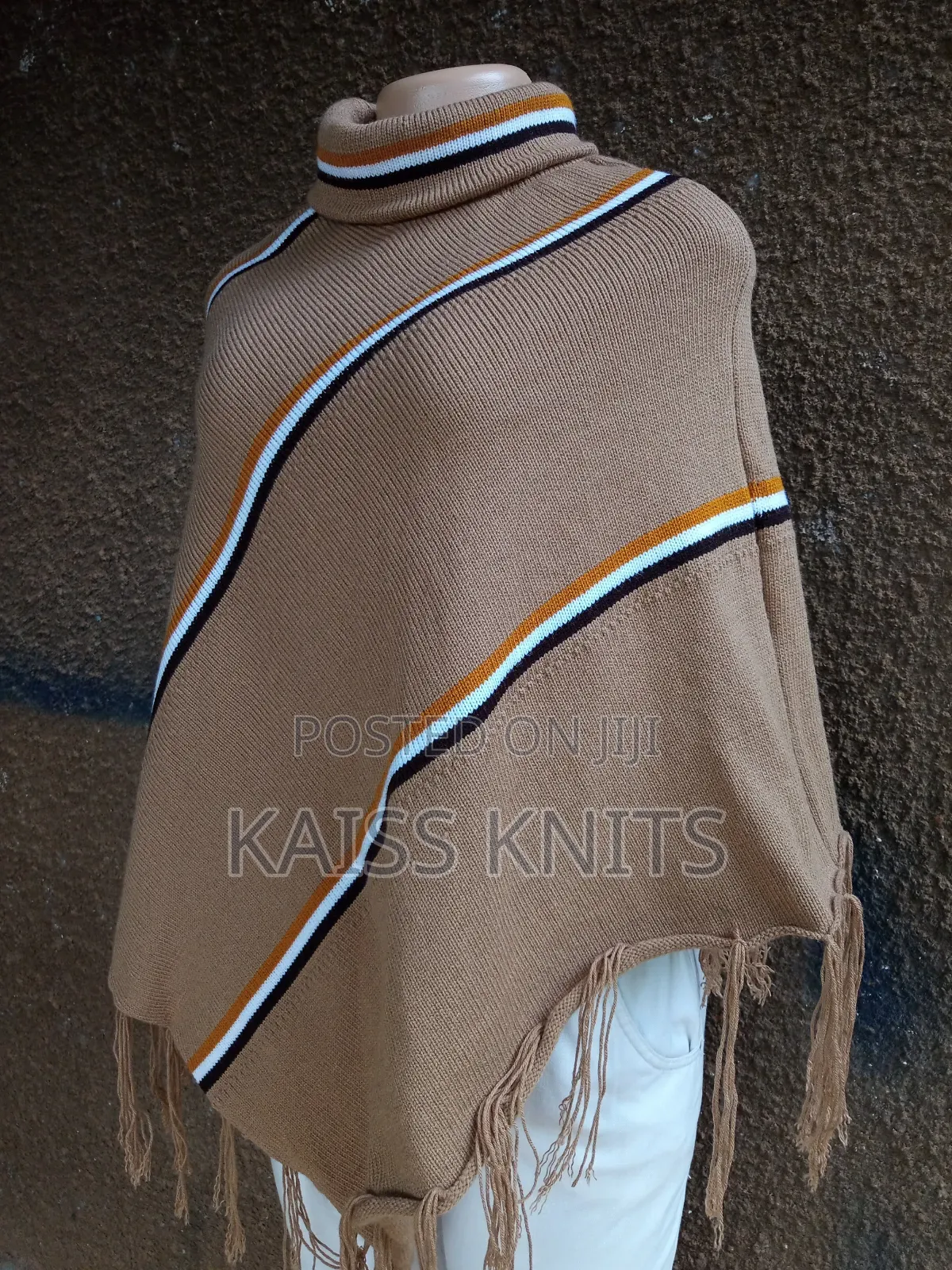 Khaki Women's Shawl Poncho