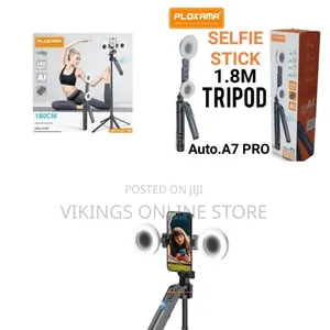 PLOKAMA Auto-A7 Pro AI 360° Rotating Tripod Selfie Stick With Double
