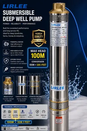 Lirlee Submersible Deep Well Water Pump