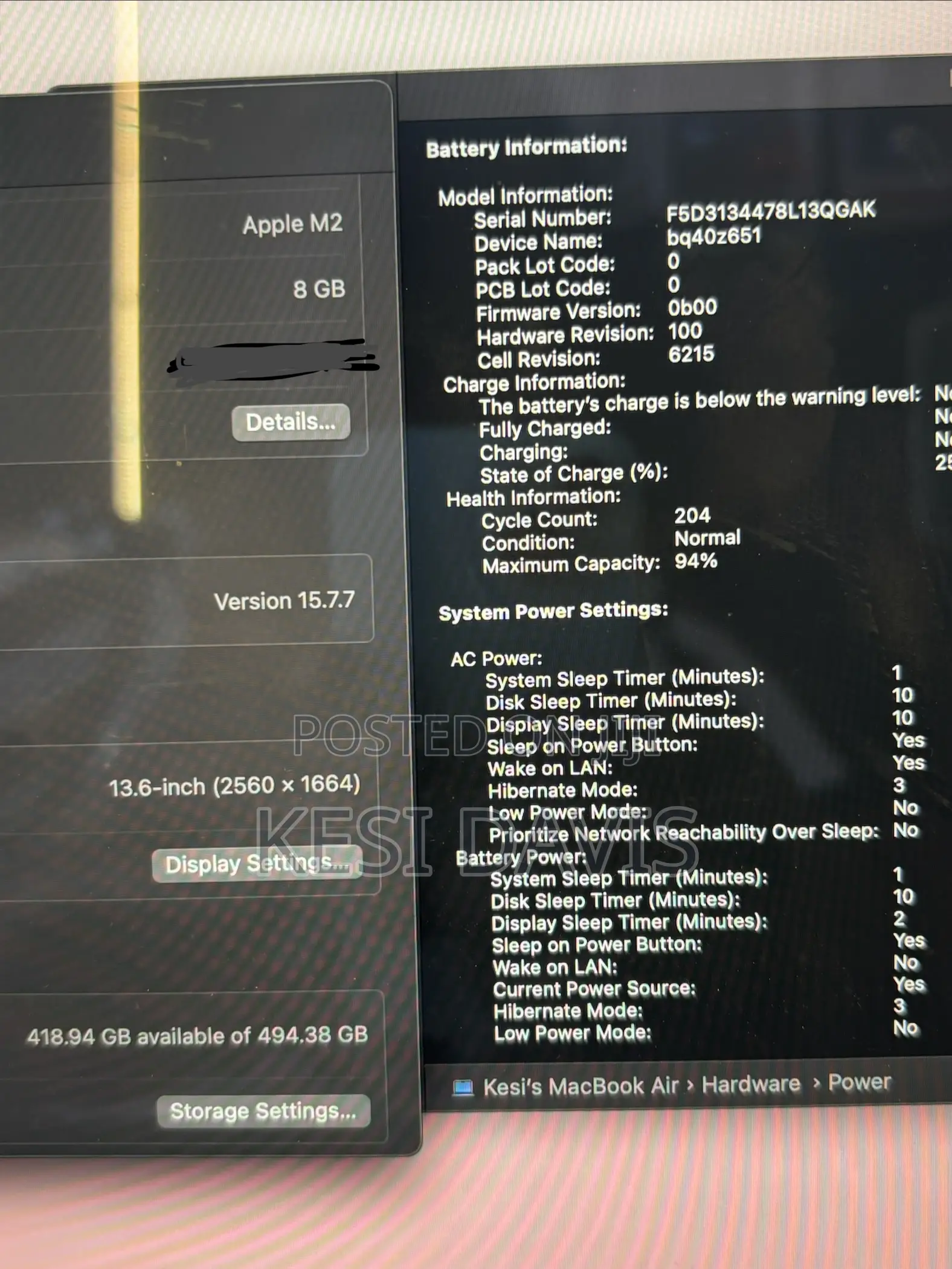 Laptop Apple MacBook Air 8GB Apple M2 SSD 512GB