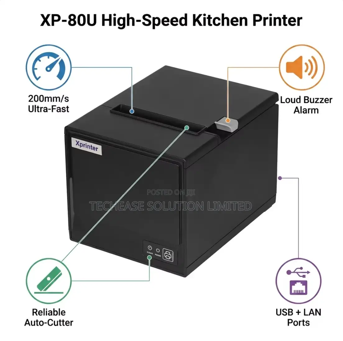 Xprinter XP-80U 80mm POS Printer + Free Roll, USB/Ethernet Cutter
