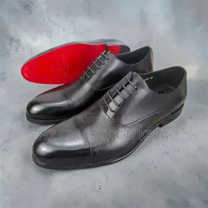 Original Renato Castello Black Pebble Grain Oxford Shoes Red Sole 