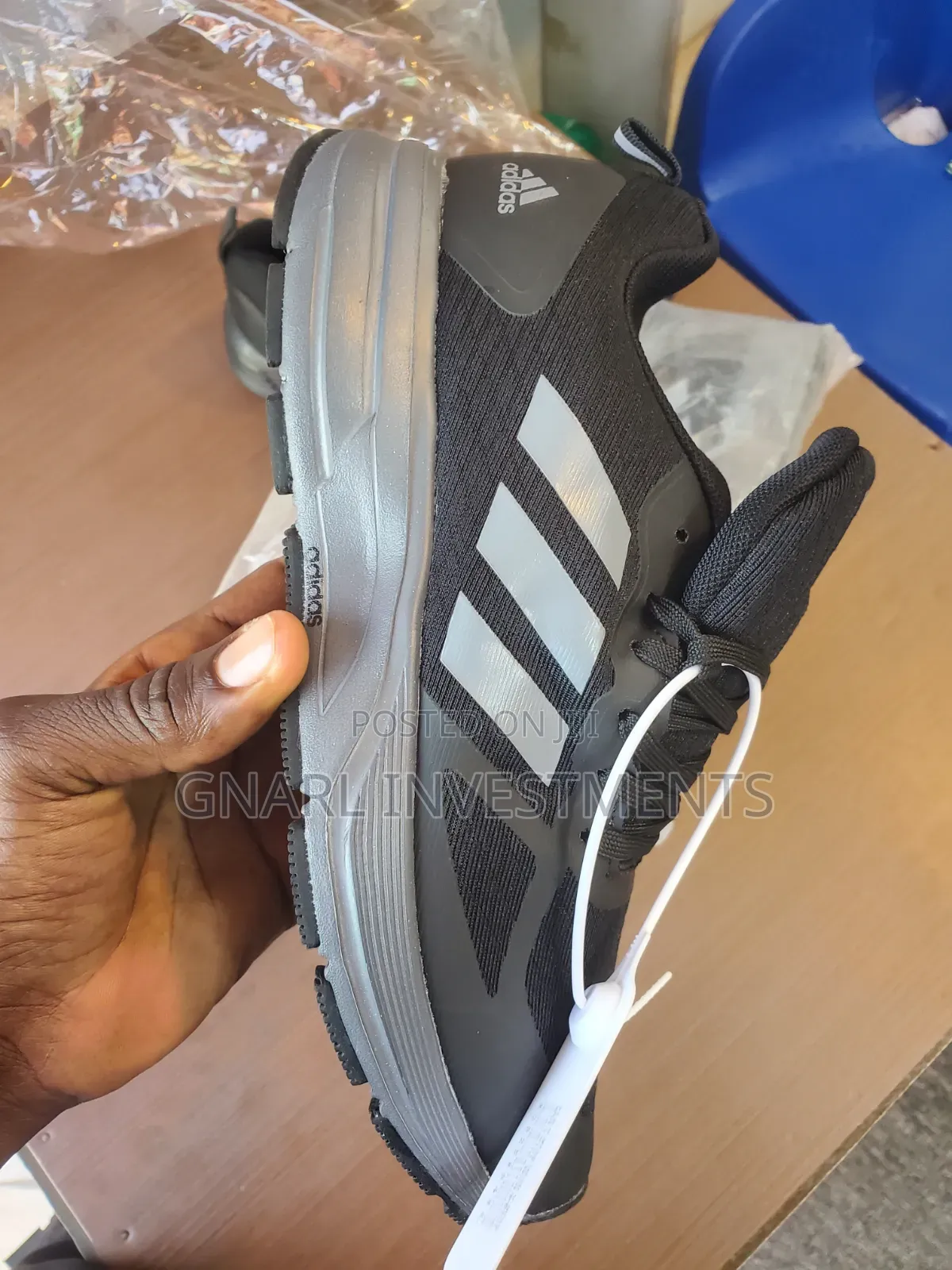 Black and Grey Adidas Running Sneakers