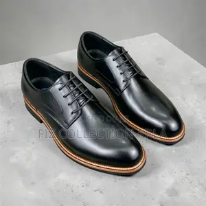 Franco Banetti Black Plain Leather Lace-Up Shoes Classic Formal Oxford