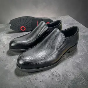 Franco Banetti Black Textured Slip-on Leather Shoes – Red Sole Detail