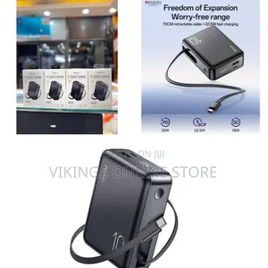 Yesido YP70 10000mAh Power Bank Portable Charger With 70cm Retractable