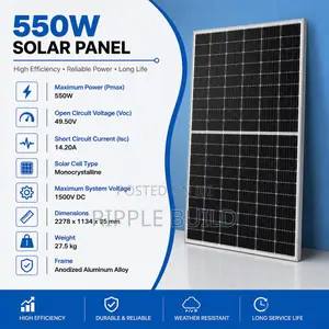 550W Monocrystalline Solar Panel – High Efficiency PV Module