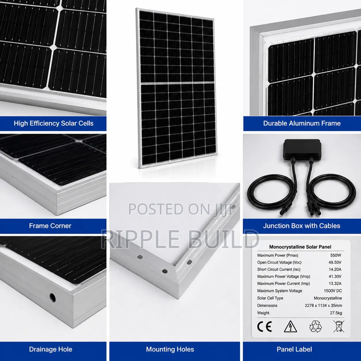 550W Monocrystalline Solar Panel – High Efficiency PV Module