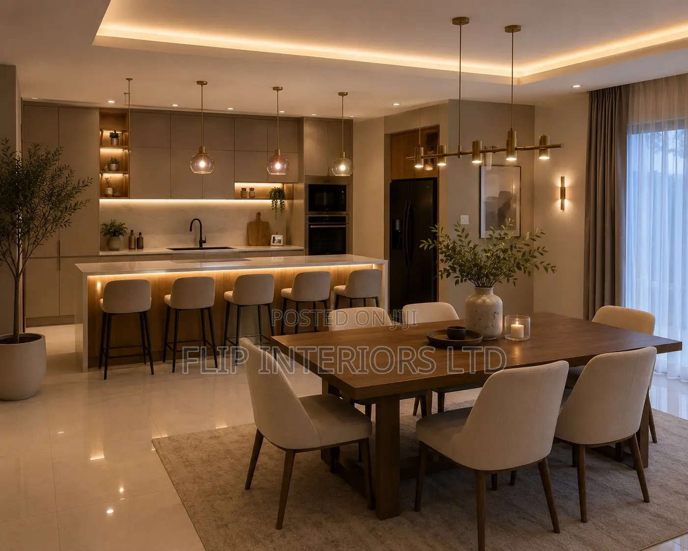 Modern Open-Plan Kitchen Dining Design