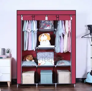 3 Column Metalic Frame Closet With Outer Fabric