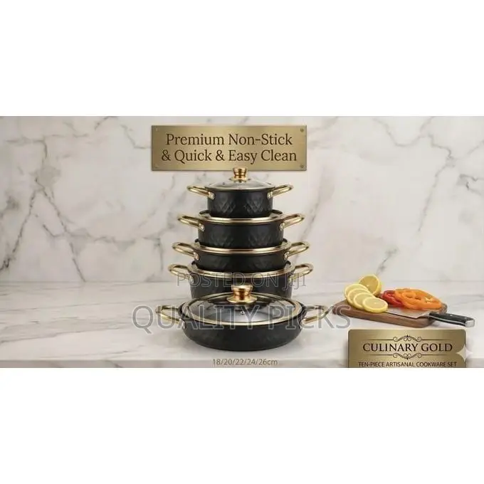 10 PC Honey Comb Non-Stick Aluminium Saucepans Cookware