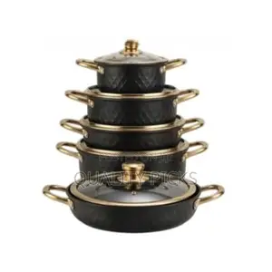 10 PC Honey Comb Non-Stick Aluminium Saucepans Cookware