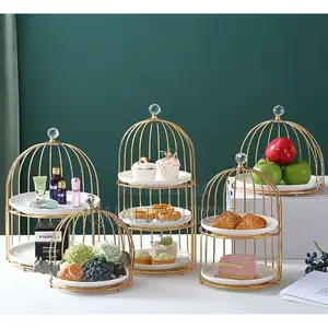 Gold Cake Display Three-Tier Double Layer