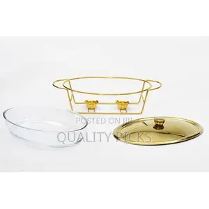 3L Food Warming Container, Chafing Dish Buffet Set With Glass Pot