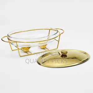 3L Food Warming Container, Chafing Dish Buffet Set With Glass Pot