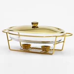 3L Food Warming Container, Chafing Dish Buffet Set With Glass Pot