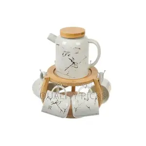 8 Piece Marble Ceramic Tea Set Porcelain Ceramic Tea Pot Coffee Sets