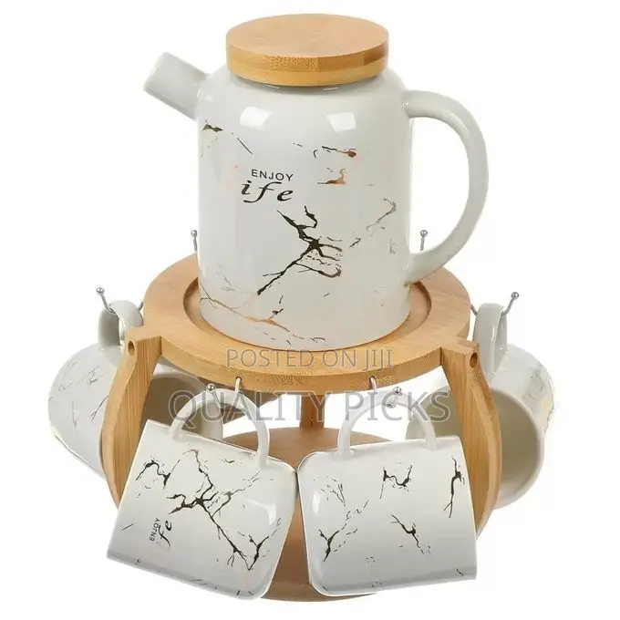 8 Piece Marble Ceramic Tea Set Porcelain Ceramic Tea Pot Coffee Sets