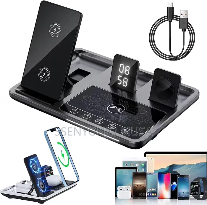 Green Lion 4-in-1 15W Wireless Charging Station With Alarm Clock –