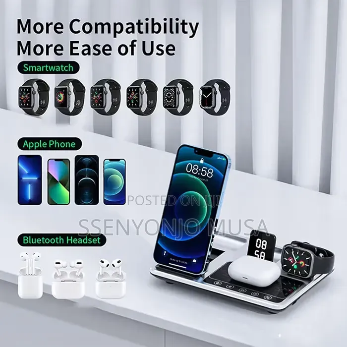 Green Lion 4-in-1 15W Wireless Charging Station With Alarm Clock –