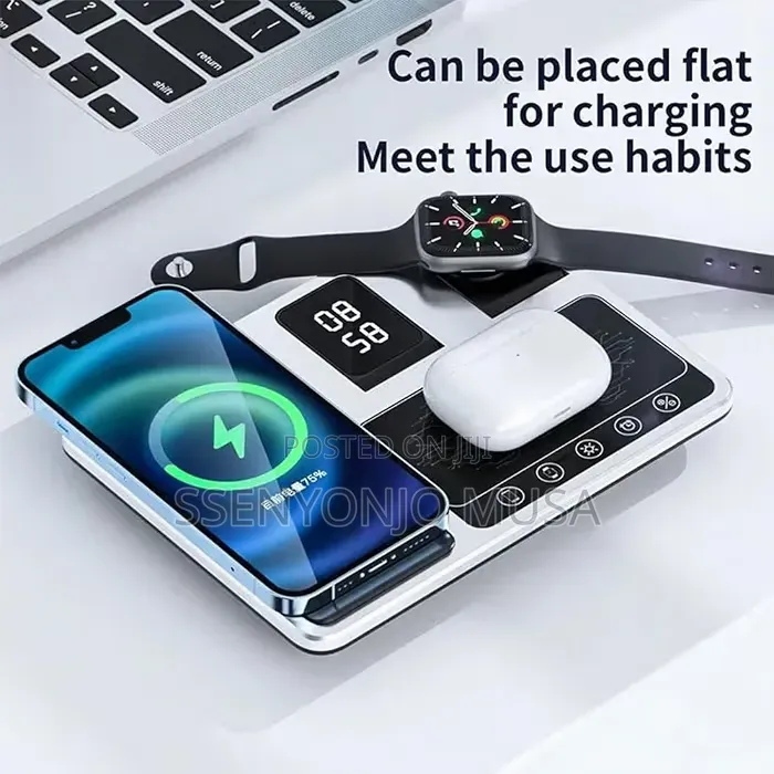 Green Lion 4-in-1 15W Wireless Charging Station With Alarm Clock –