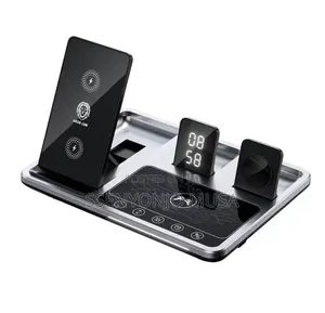 Green Lion 4-in-1 15W Wireless Charging Station With Alarm Clock –