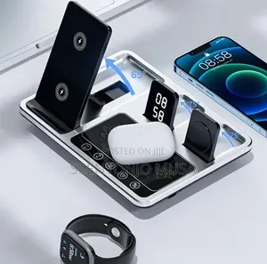 Green Lion 4-in-1 15W Wireless Charging Station With Alarm Clock –