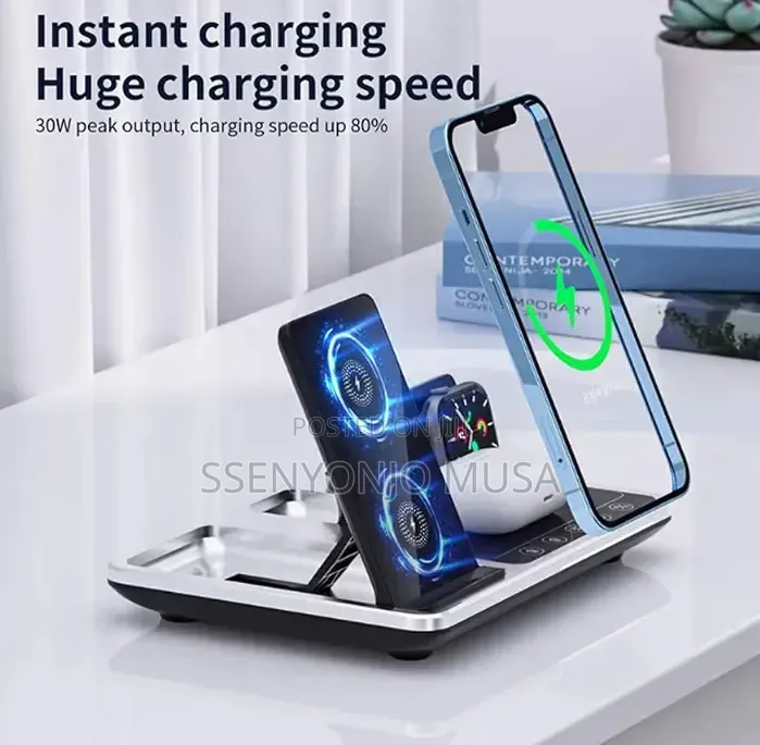 Green Lion 4-in-1 15W Wireless Charging Station With Alarm Clock –