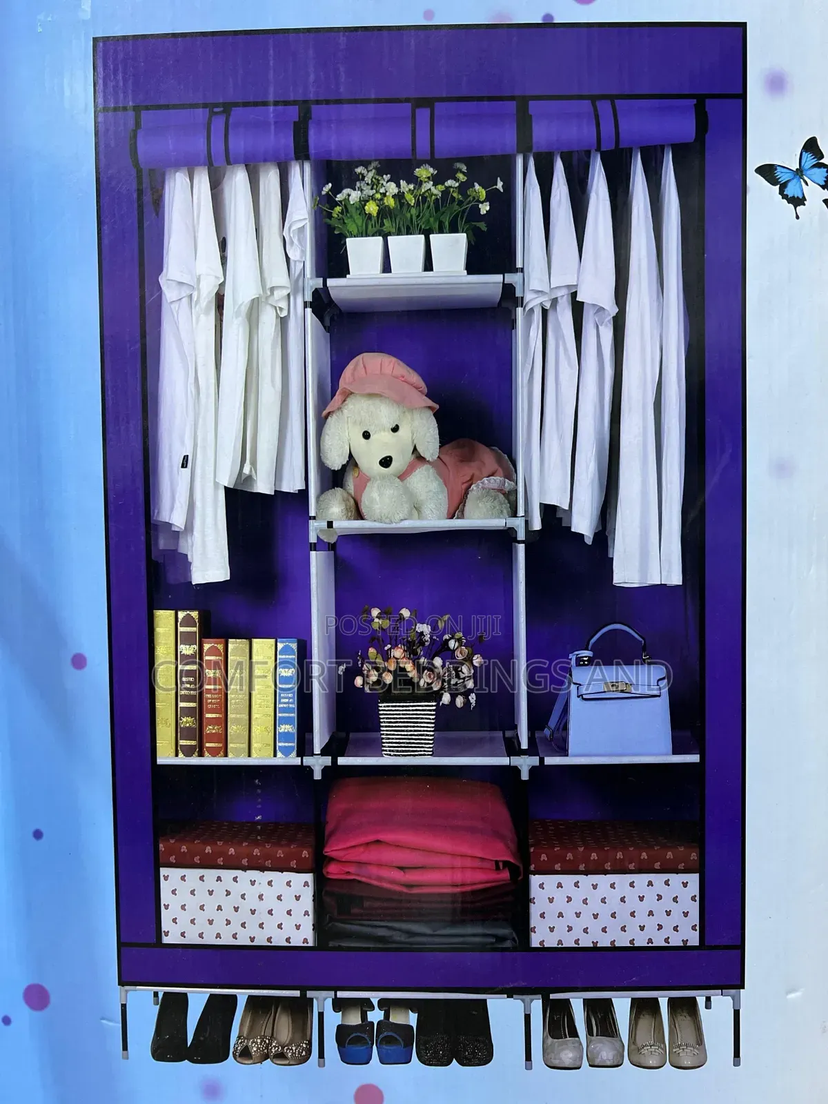 Three Column Wooden Frame Closet