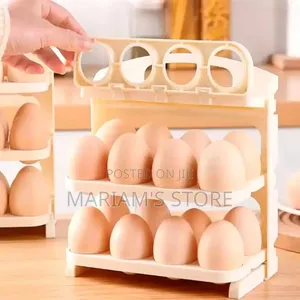 3-Tier Plastic Egg Tray Storage Rack Witha Beige Color