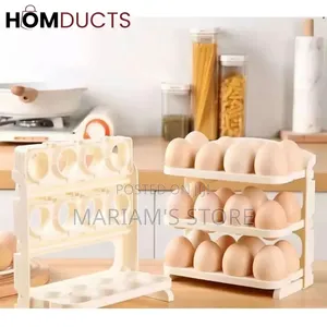 3-Tier Plastic Egg Tray Storage Rack Witha Beige Color