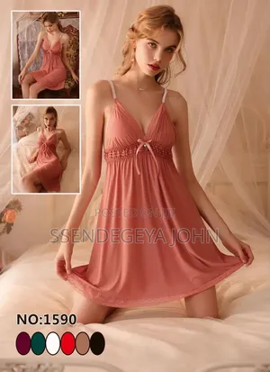 A Burgundy Off-the-Shoulder Lingerie Sleep Dress