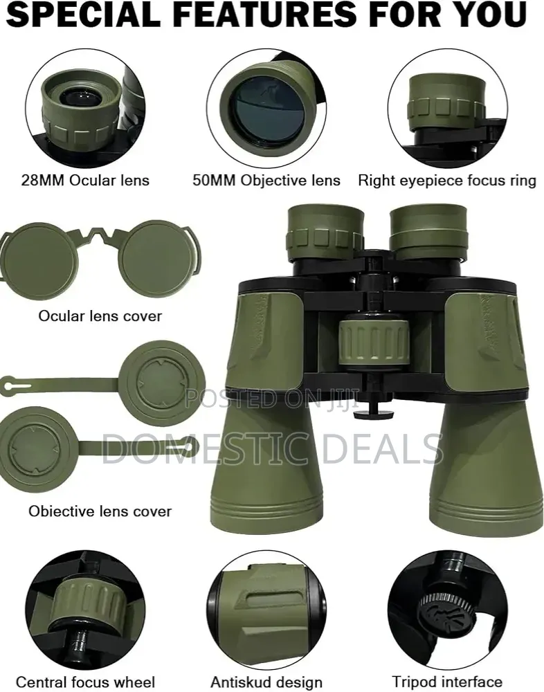 20x50 Binoculars Feature a Central Focus Wheel