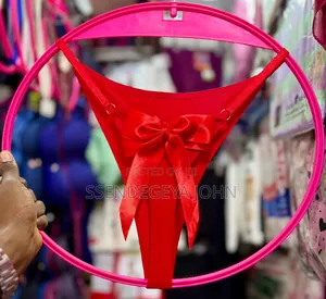 A Solid Red, Seamless G-String Thong Bikini Bottom.