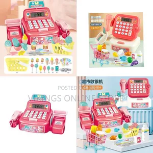 Cash Register Toy Till With Scanner, Play Money Food Pretend Play