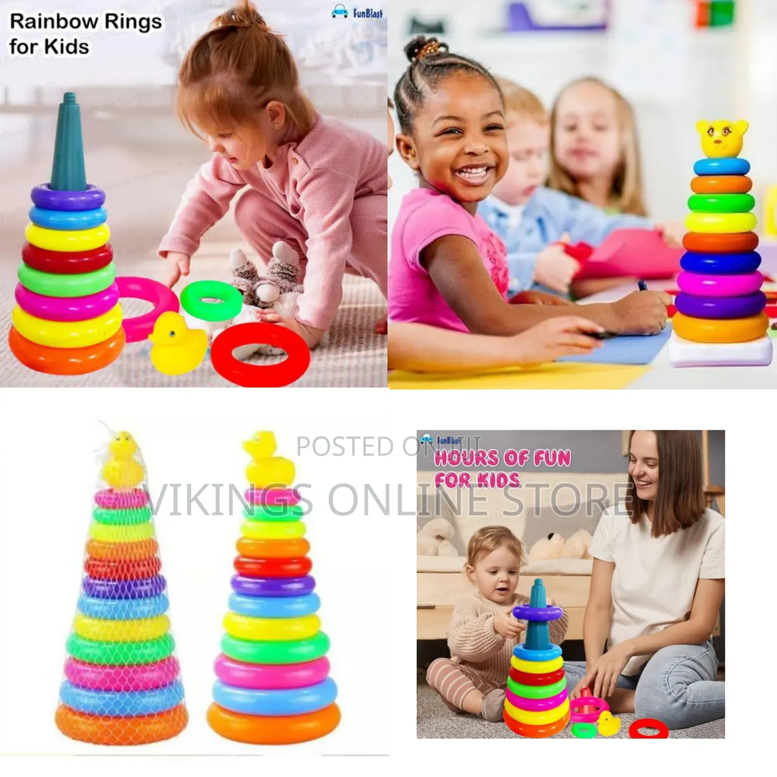FunBlast Rainbow Baby Stacking Ring Toys for Kids – 10 Multicolor Ring