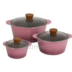 3-Piece Ceramic Serving Dishes Set With Glass Lids Casseroles