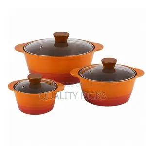 3-Piece Ceramic Serving Dishes Set With Glass Lids Casseroles
