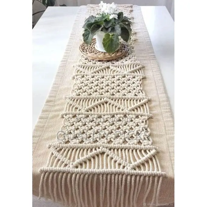 Macrame Table Runner Cotton Rope Bohemian Decor