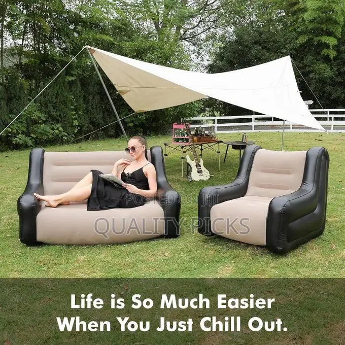 Inflatable Chair, PVC Flocking Blow Up Sofa Chair