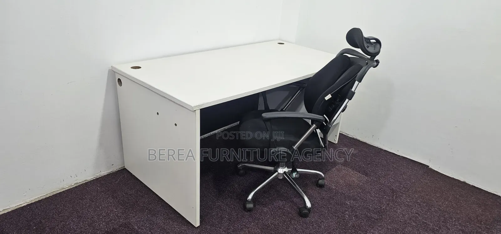 White Office Desk and Orthopedic Chair
