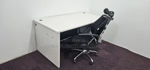 White Office Desk and Orthopedic Chair