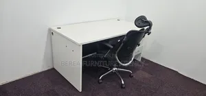 White Office Desk and Orthopedic Chair