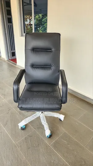 Executive Black and Stainless Steel Arms Chair