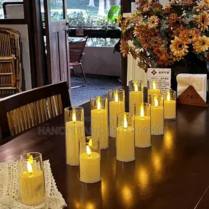 Flameless LED Candles in Glass Cylinders (With String Lights).