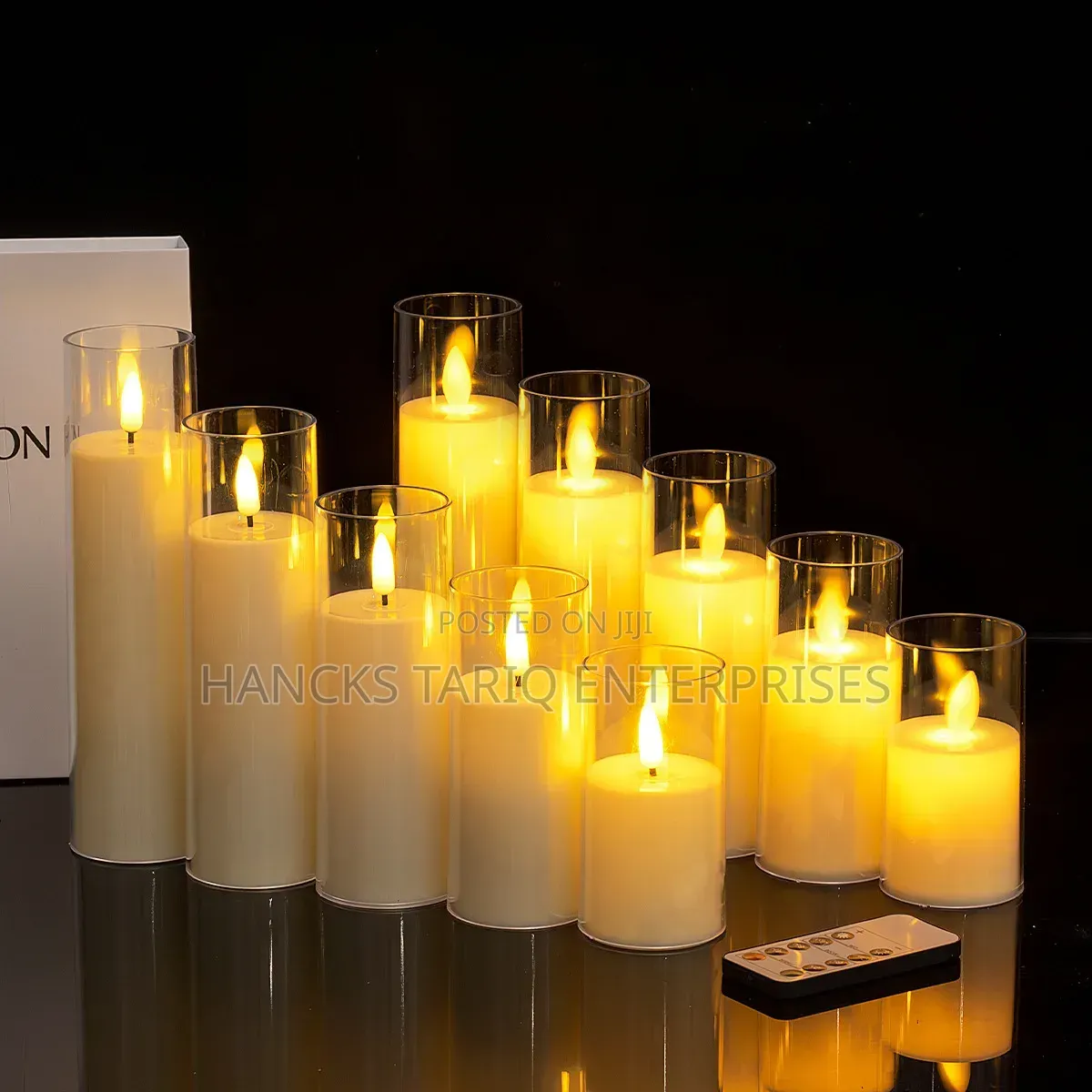 Flameless LED Candles in Glass Cylinders (With String Lights).