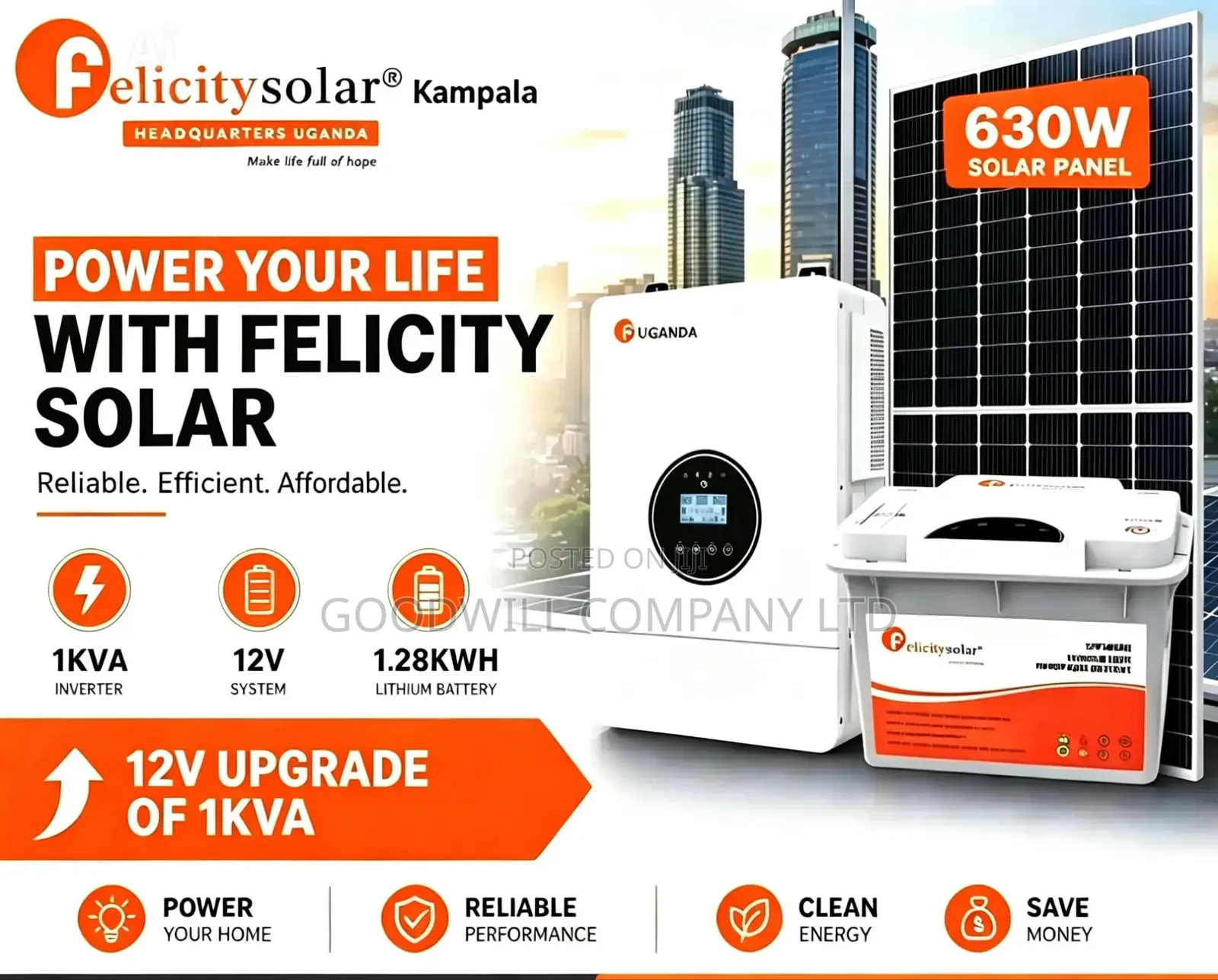 1.28kwh 1kva Felicity Hybrid Solar System Complete Kit