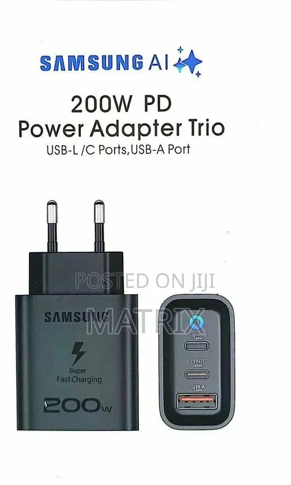 Samsung Power Adapter 200W, Fast Charging, 3 USB Ports, TYPE-C *2