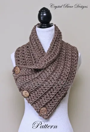 Chunky Crochet Cowls With Prominent Buttons.